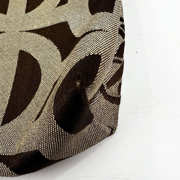 Louis Quatorze Mini Handbag Monogram Logo Tan Leather Trim Baguette Purse‎ - Picture 9 of 9